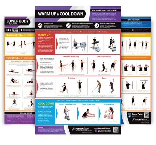 Warm up Cool Down x3 Exercise Wall Posters